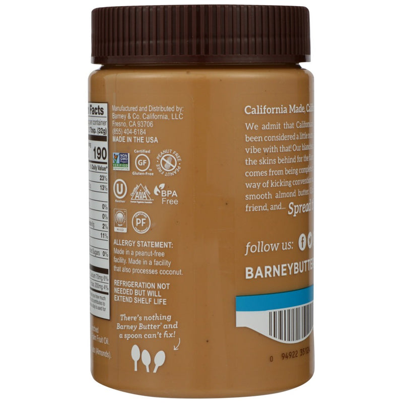 Barney Butter Nut Butter Bare Smooth - 16 Ounce, Case of 6