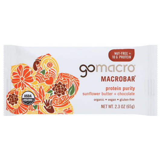 Gomacro® , Sunflower Butter + Chocolate Sunflower Butter + Chocolate Macrobar 2.3 Ounce,  Case of 12