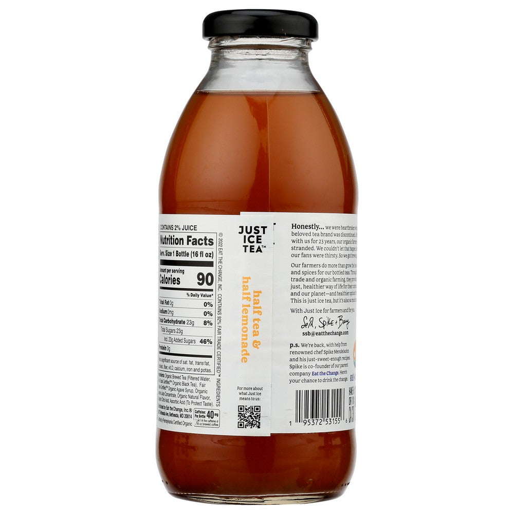 Just Ice Tea Tea Hlf Hlf Organic - 16 Fluid Ounce,  Case of 12