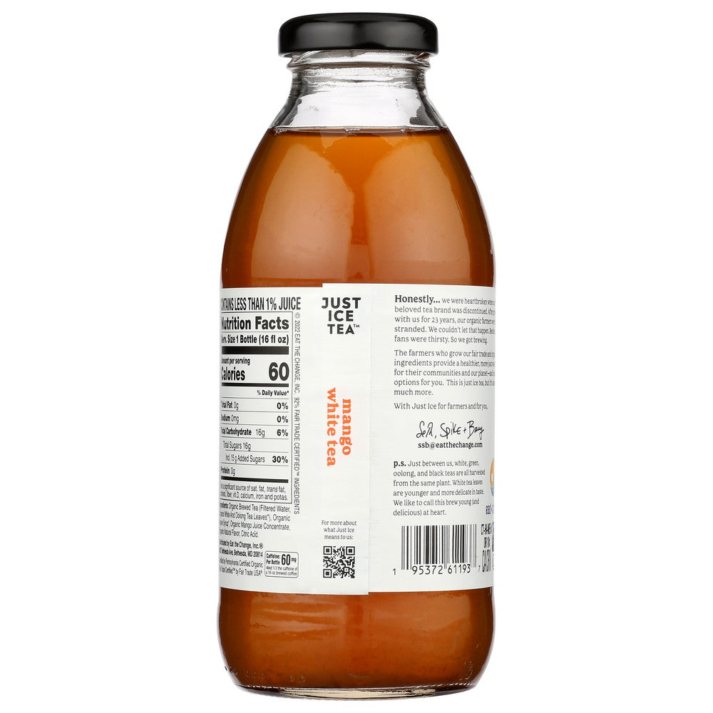 Just Ice Tea Tea Mng Wht Organic - 16 Fluid Ounce,  Case of 12