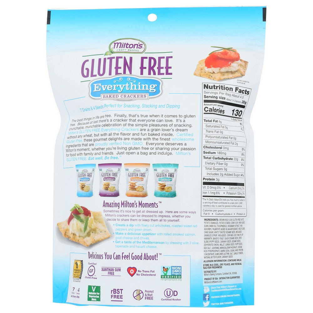 Milton's Craft Bakers 80301, Milton's Baking Company Everything Baked Crackers, Gluten-Free, 4.5 Oz.,  Case of 12