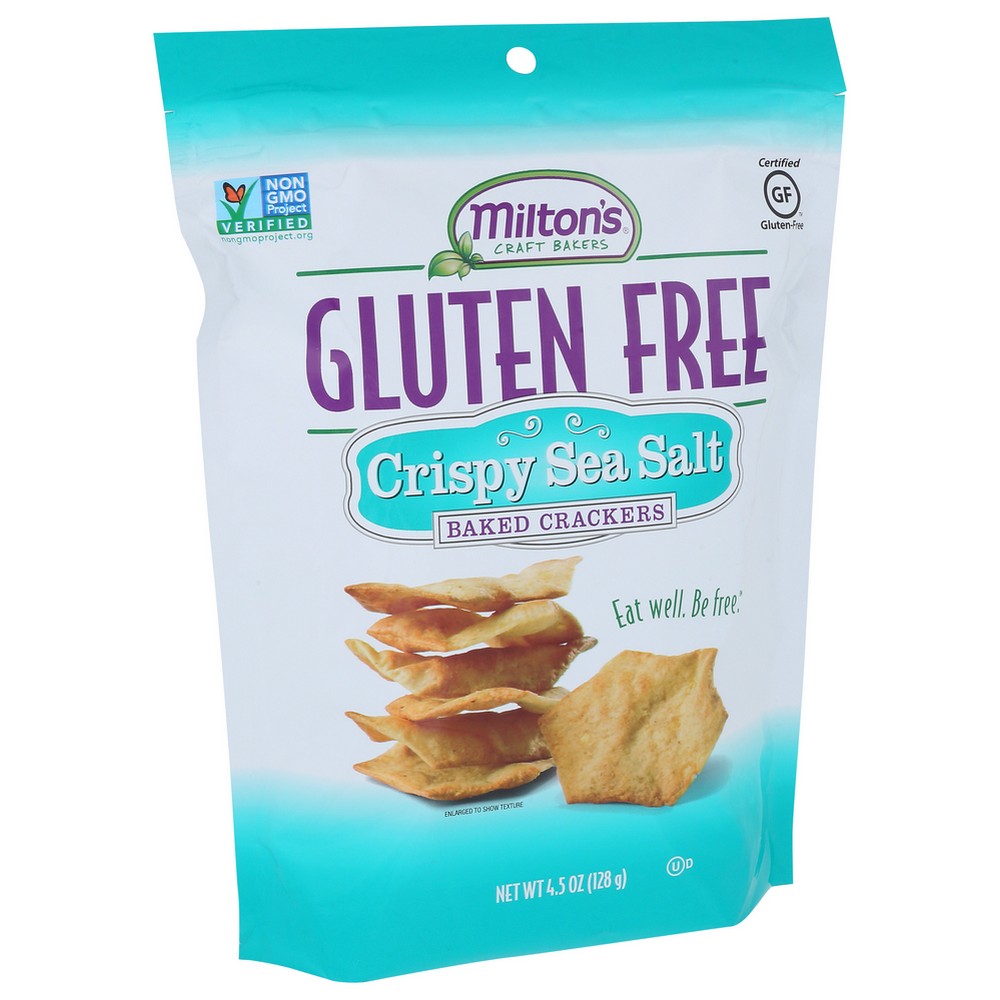 Milton's Craft Bakers 80302, Milton's Baking Company Crispy Sea Salt Baked Crackers, Gluten-Free, 4.5 Oz.,  Case of 12