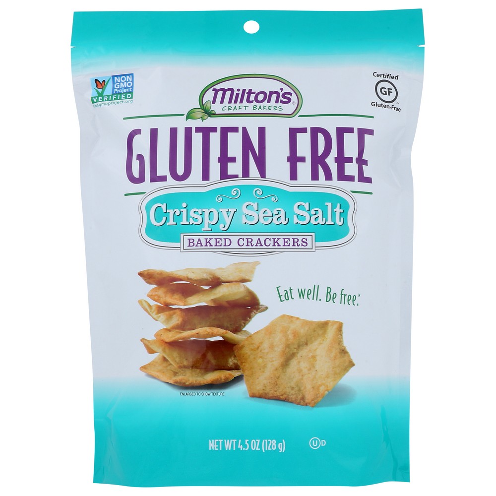 Milton's Craft Bakers 80302, Milton's Baking Company Crispy Sea Salt Baked Crackers, Gluten-Free, 4.5 Oz.,  Case of 12