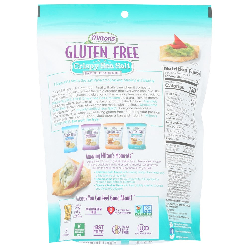 Milton's Craft Bakers 80302, Milton's Baking Company Crispy Sea Salt Baked Crackers, Gluten-Free, 4.5 Oz.,  Case of 12