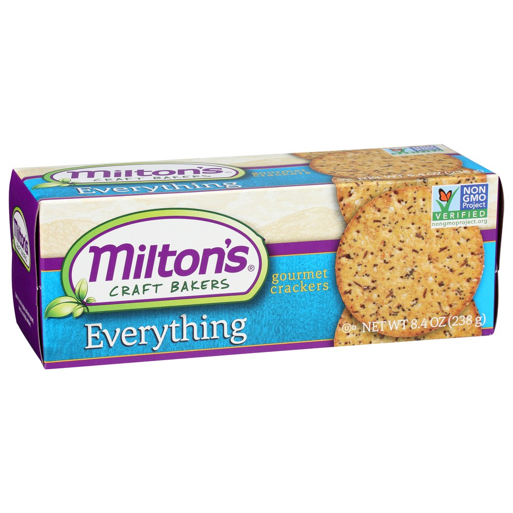 Milton's Craft Bakers 93378, Everything 70Mm Milton's Non-Gmo Gourmet Everything Cracker 8.4 Ounce,  Case of 8