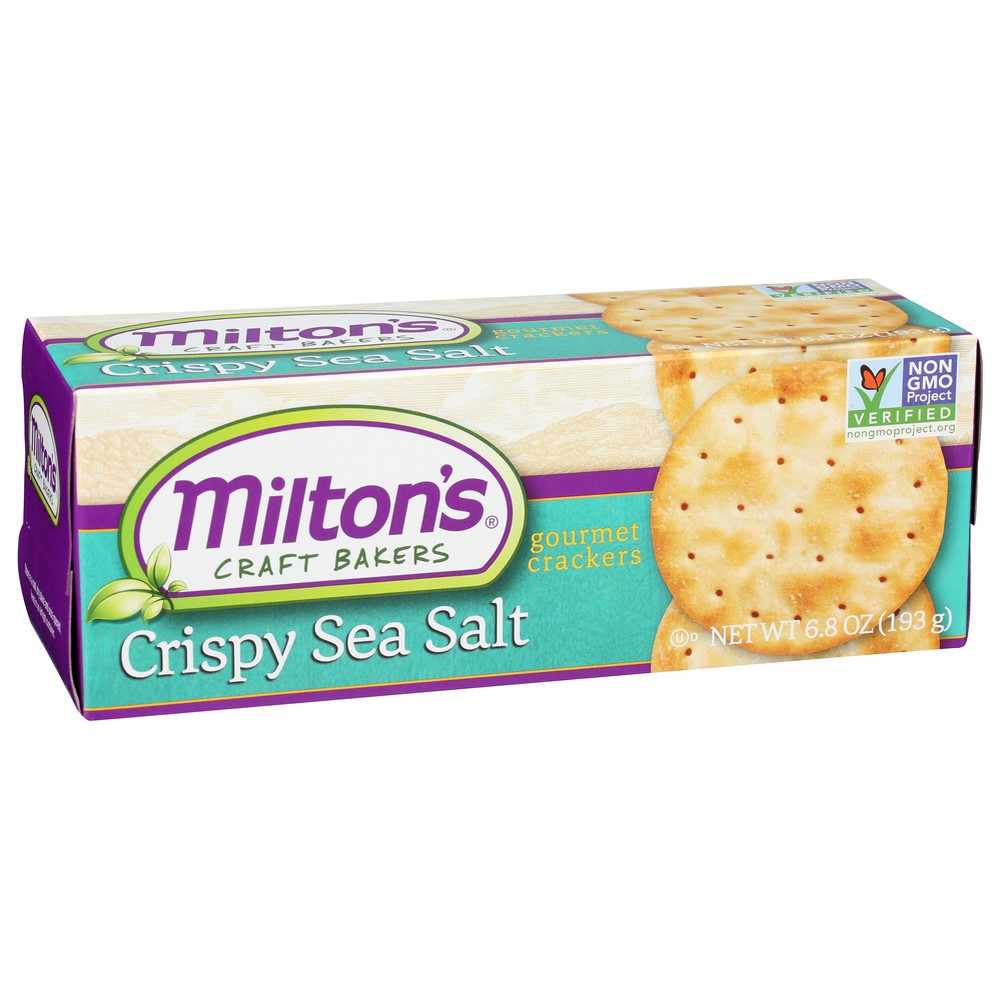 Milton's Craft Bakers 93382, Sea Salt 70Mm Milton's Non-Gmo Gourmet Crispy Sea Salt Cracker 6.8 Ounce,  Case of 8