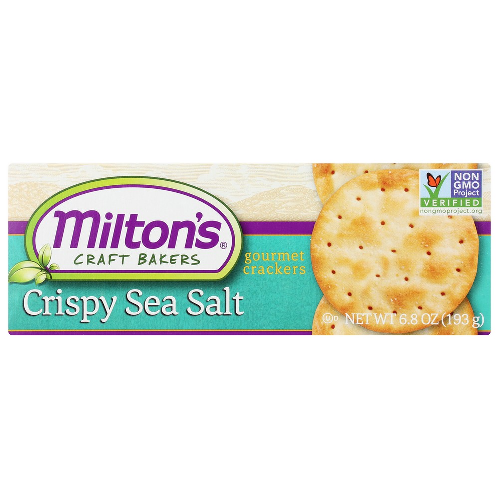 Milton's Craft Bakers 93382, Sea Salt 70Mm Milton's Non-Gmo Gourmet Crispy Sea Salt Cracker 6.8 Ounce,  Case of 8