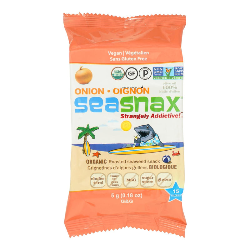 Seasnax Organic Premium Roasted Seaweed Snack - Toasty Onion - Case of 24 - 0.18 Ounce.