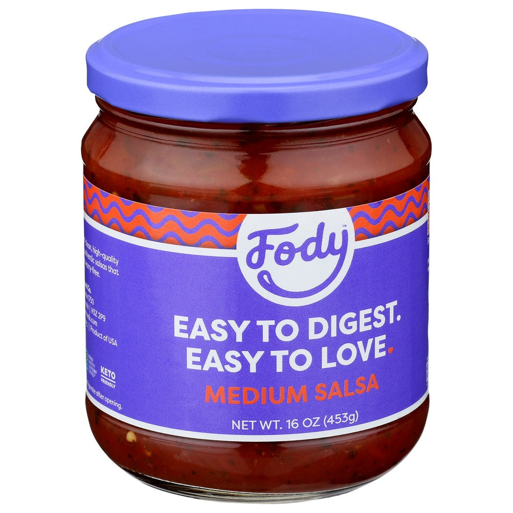 Fody Food Co. 888003, Low Fodmap Medium Salsa Gut-Friendly Medium Salsa 16 Ounce,  Case of 6