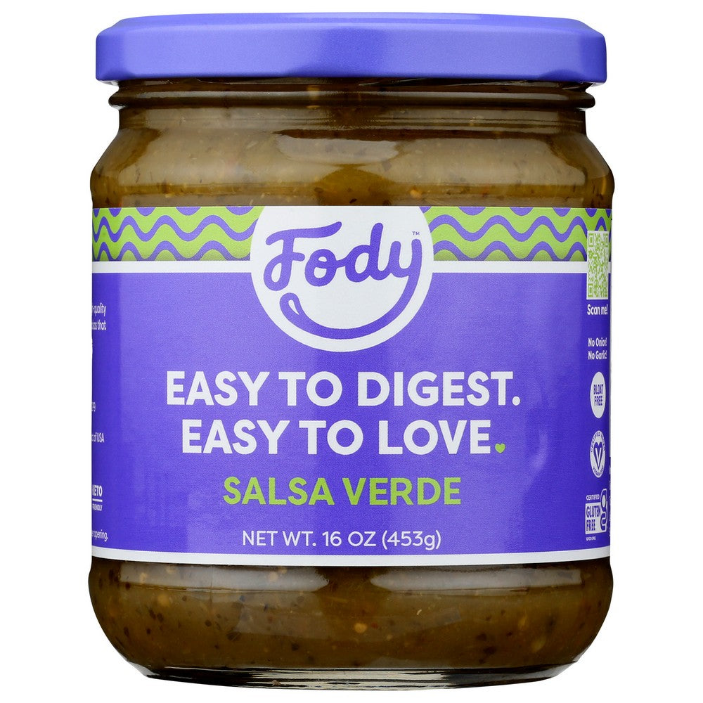 Fody Food Co. 888054,  Gut-Friendly Salsa Verde 16 Ounce,  Case of 6