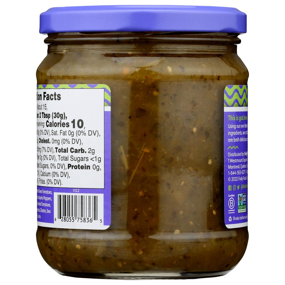 Fody Food Co. 888054,  Gut-Friendly Salsa Verde 16 Ounce,  Case of 6