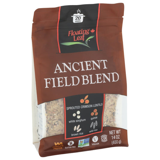 Floating Leaf Rt041, Complete Plant Based Protein. Sprouted Crimson Lentils, Brown Rice, SOrganichum, Quinoa, Wild Rice.  Unseasoned 20 Minute Cook. Ancient Field Blend 14Oz 14 Ounce,  Case of 6