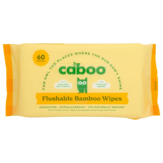 Caboo Cabooty-60,  Flushable Bamboo Wipes 60Ct Pack  ,  Case of 12