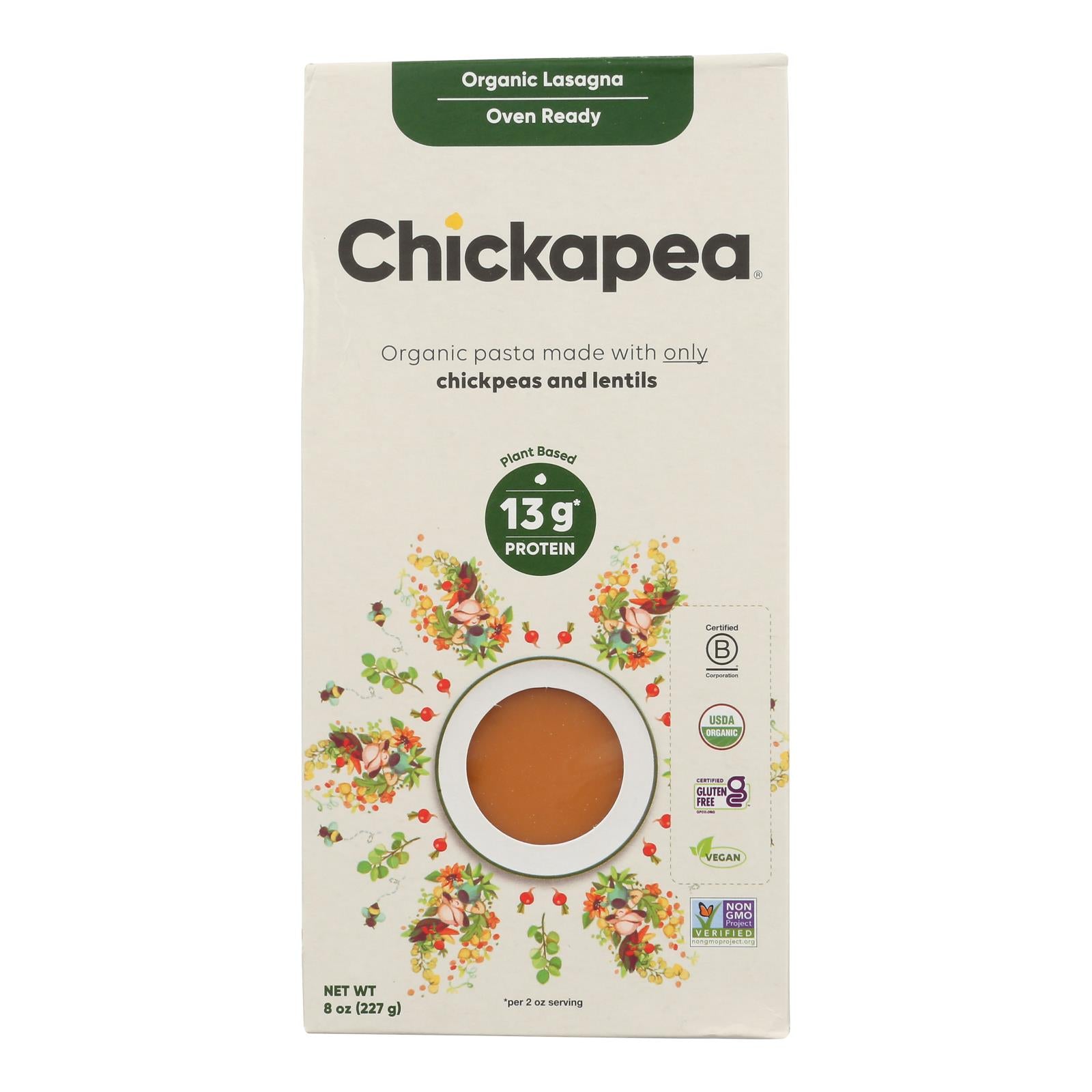 Chickapea Pasta - Pasta Lasagne - Case of 6-8 Ounce