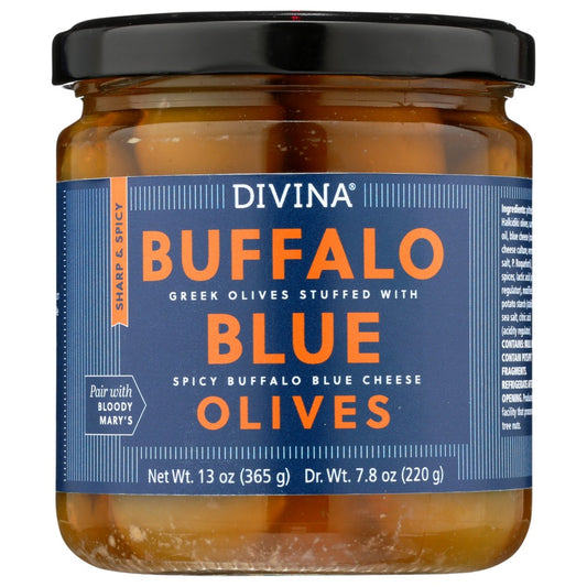 Divina ,  Buffalo Blue Stuffed Olives 13 Ounce,  Case of 6