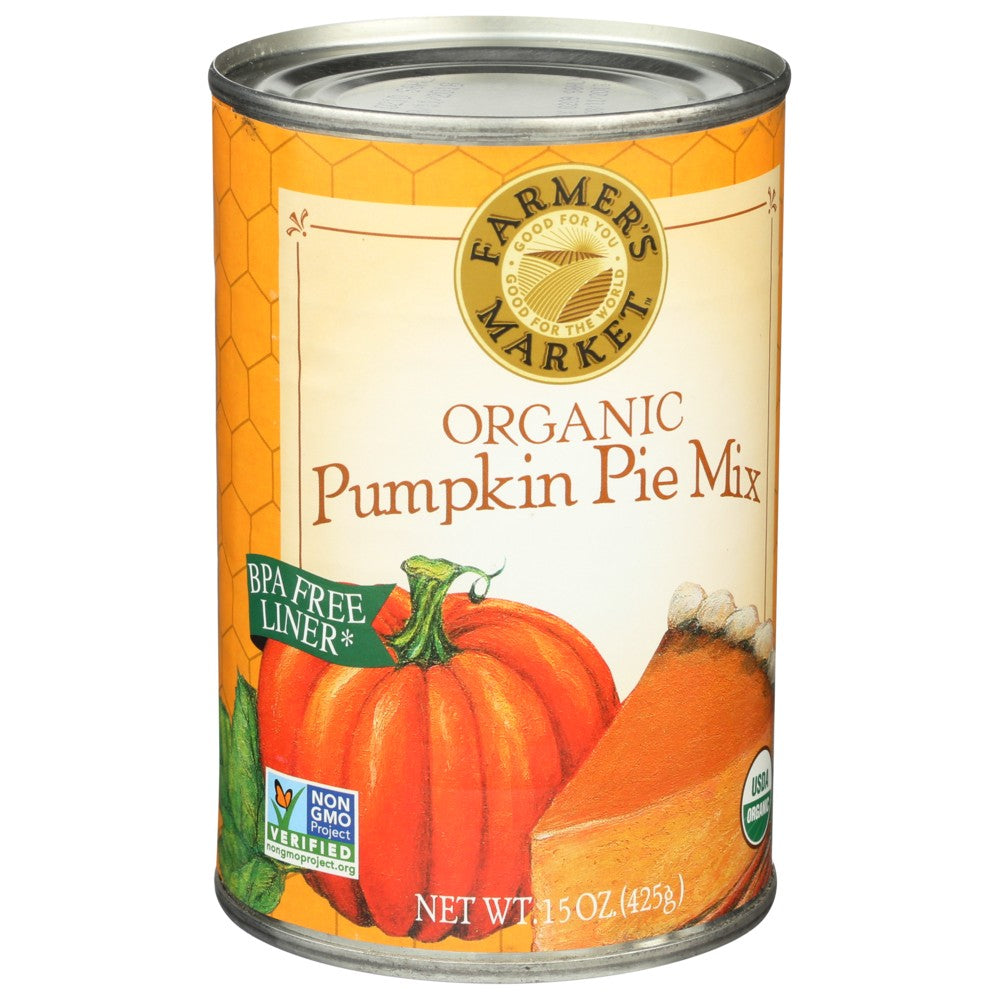 Farmer's Market 10028, Farmer's Market Pumpkin Pie Mix, Organicanic, 15 Oz.,  Case of 12