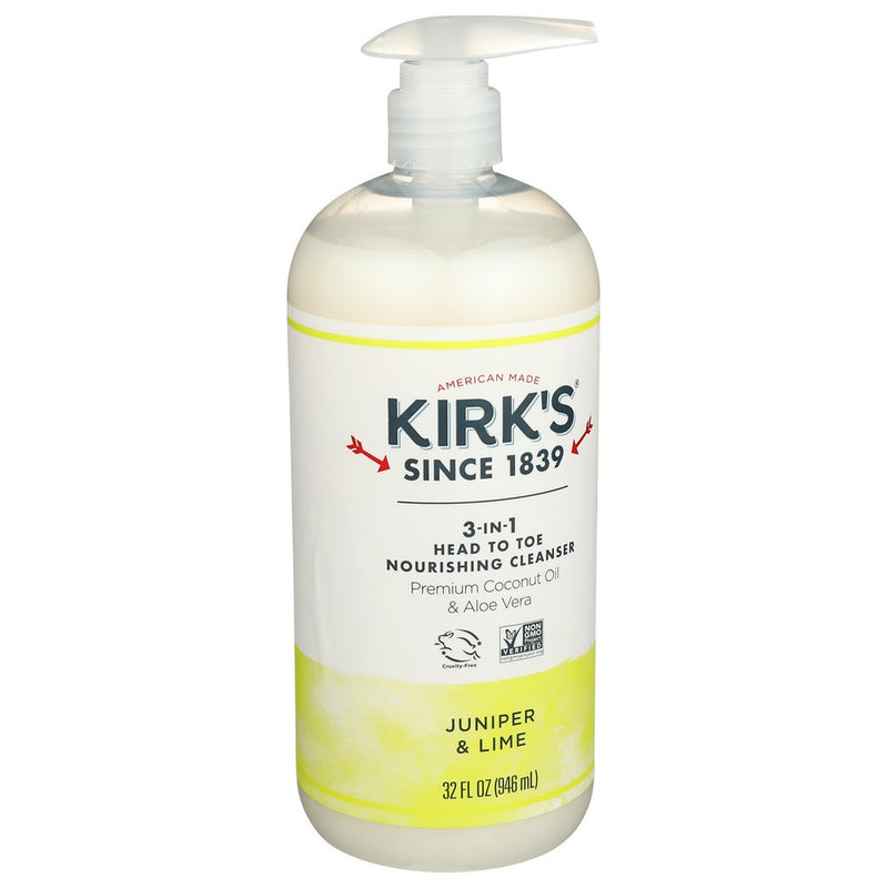 Kirks Wash 3 In 1 Juniper Lime - 32 Fluid Ounce, Case of 1