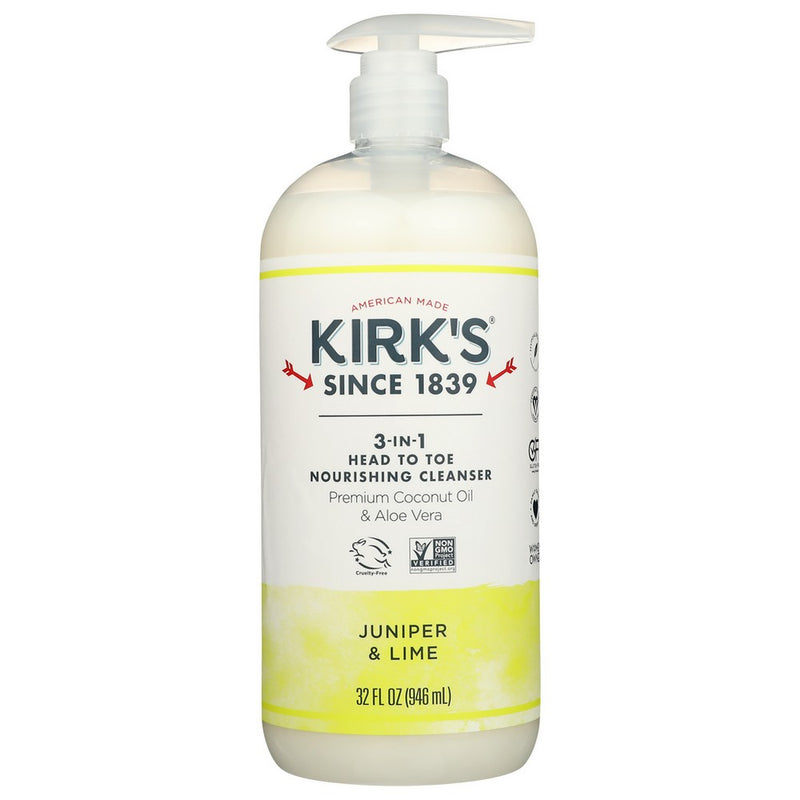 Kirks Wash 3 In 1 Juniper Lime - 32 Fluid Ounce, Case of 1