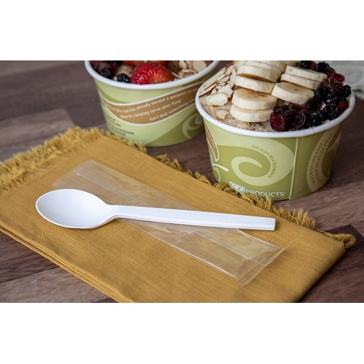 Ecosense 7In White Spoon Individually Wrapped - Not Compostable, 750 Each, 750 Per Pack