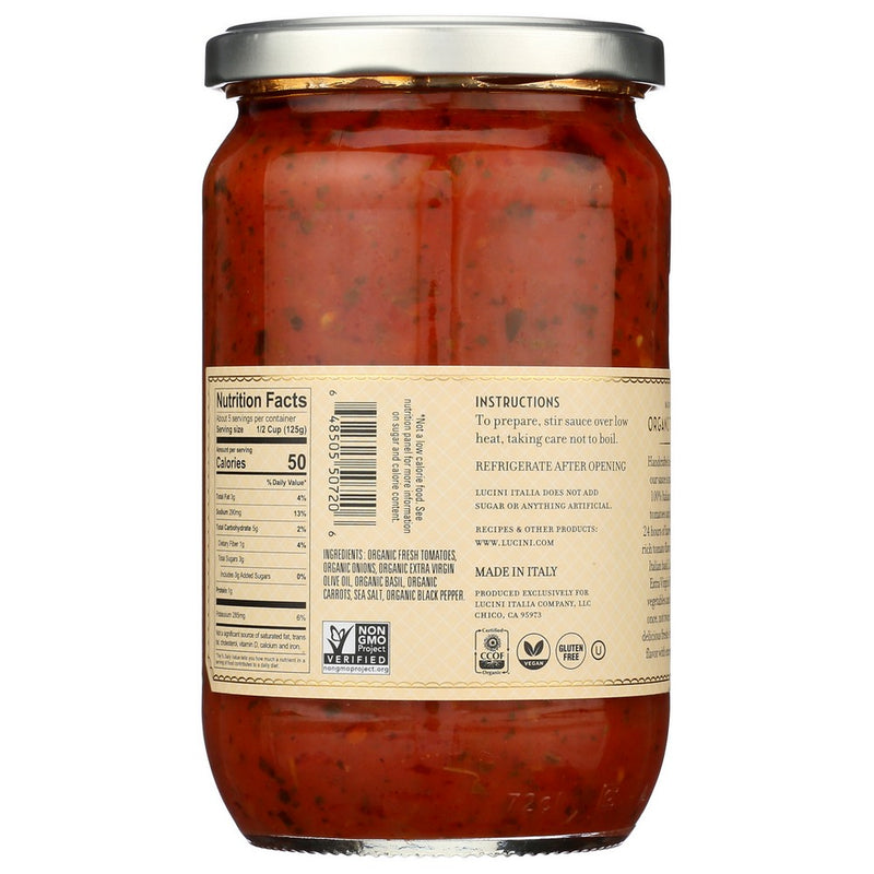 Lucini Tomato Basil Pasta Sauce - 24 Ounce, Case of 6