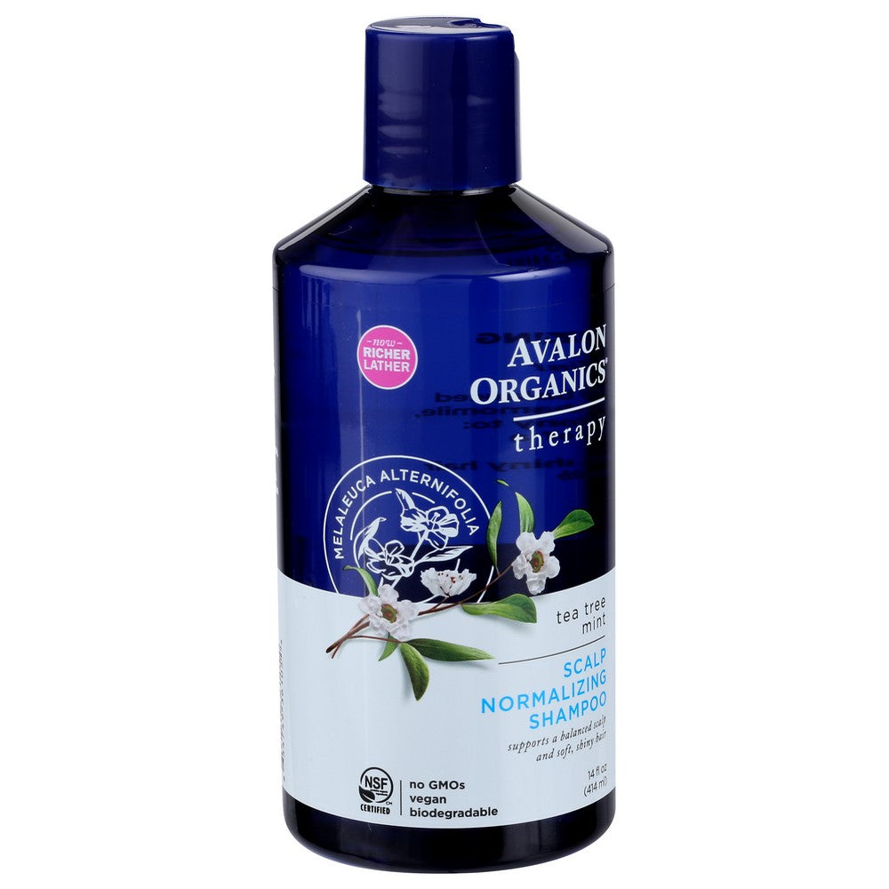 Avalon Organicanics® Av36105, Avalon Organicanics Scalp Normalizing Shampoo, Tea Tree Mint, 414 Ml. Bottle,  Case of 1