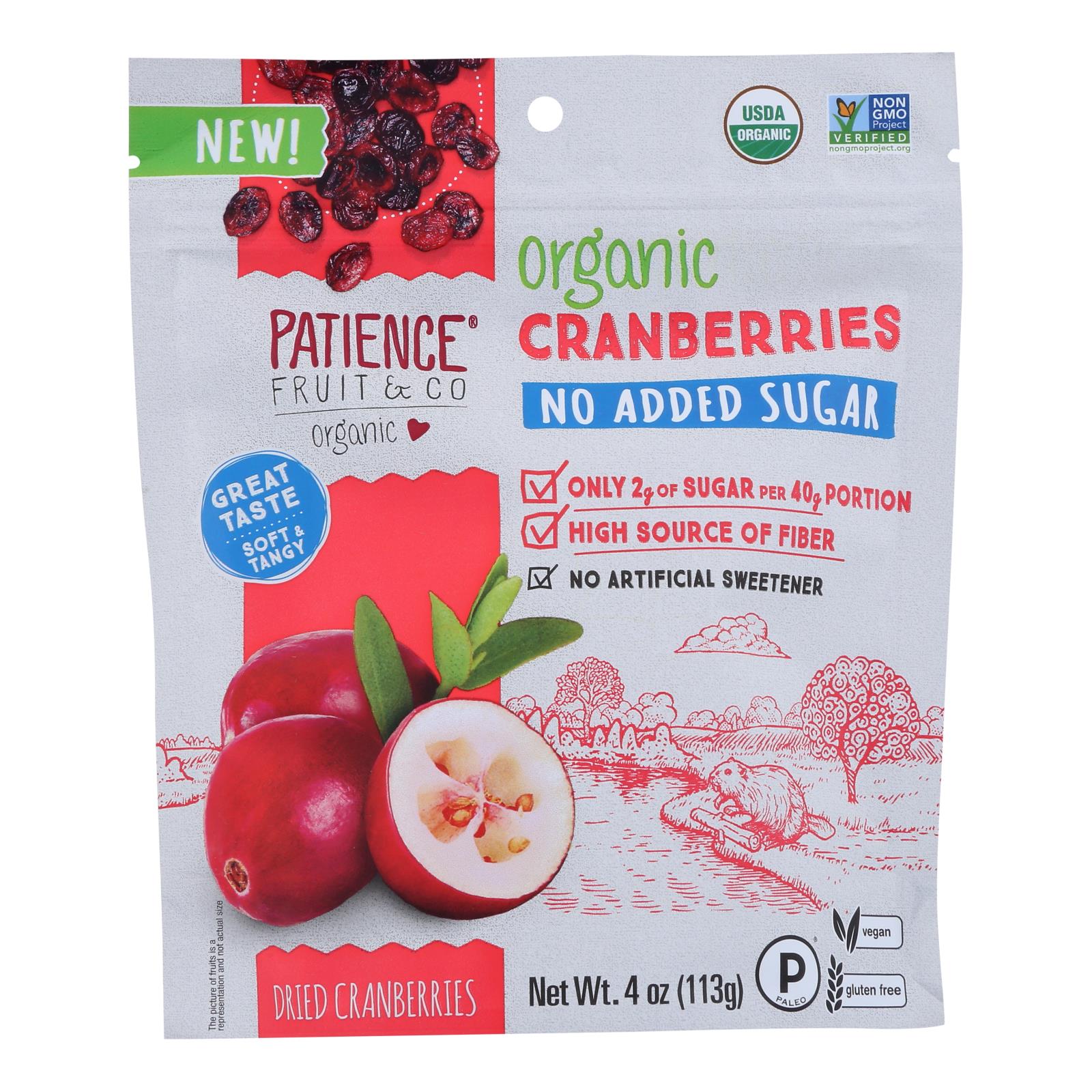 Patience Fruit & Co - Cranberry Drd No Sugar - Case of 8-4 Ounce