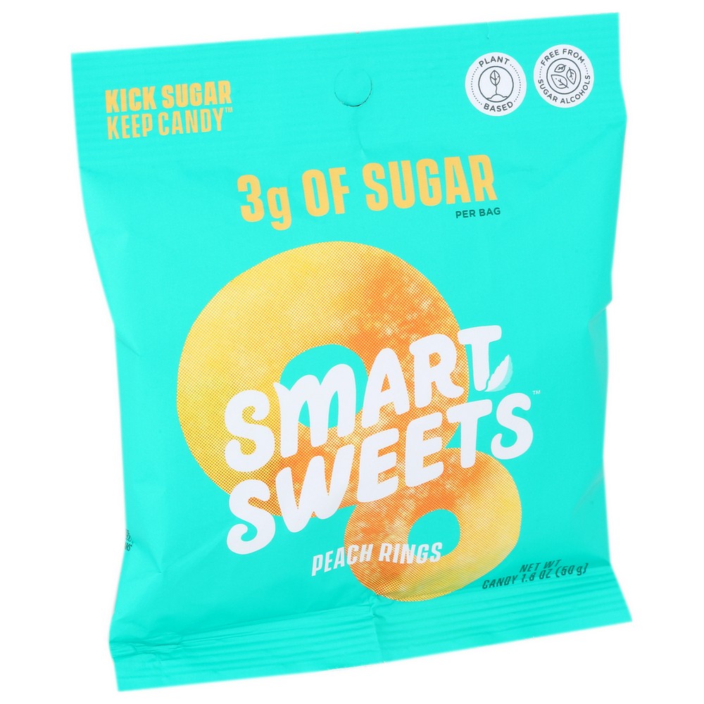 Smartsweets 20054, Peach Rings Naturally Sweetened Candy 1.8 Ounce,  Case of 12