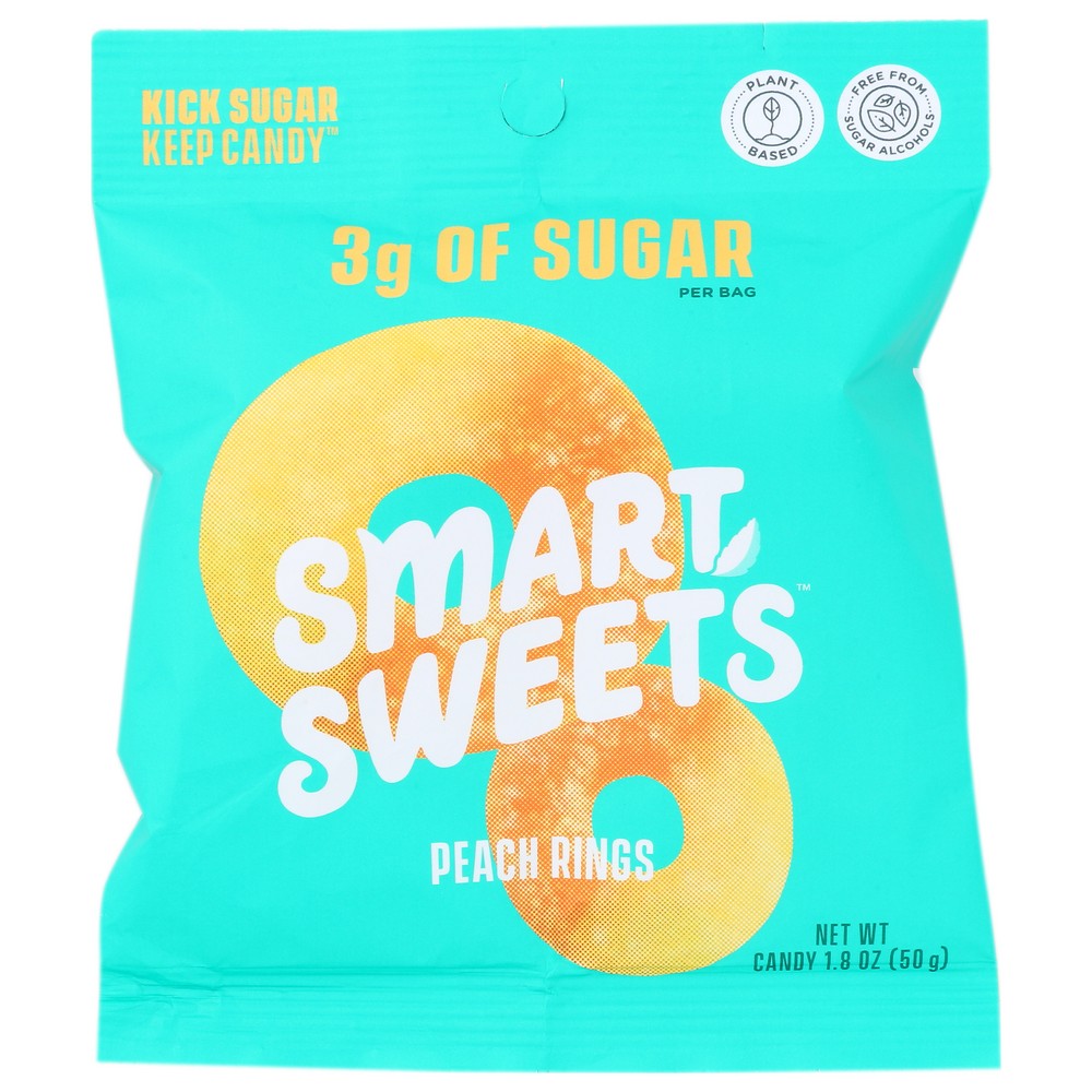 Smartsweets 20054, Peach Rings Naturally Sweetened Candy 1.8 Ounce,  Case of 12