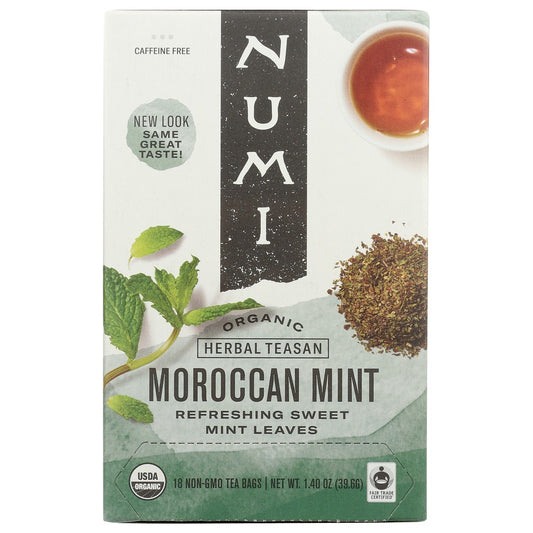 Numi® 10104, Numi Organicanic Tea Herbal Tea, Moroccan Mint Chai, 18 Tea Bags,  Case of 6