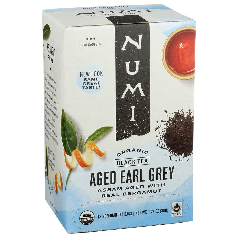 Numi® 10170, Numi Organicanic Tea Black Tea, Aged Earl Grey, 18 Tea Bags,  Case of 6