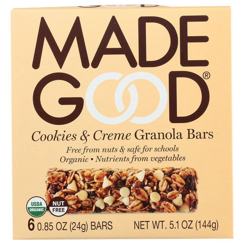 Madegood , Cookies And Crème Bar Granola Bar 5.1 Ounce,  Case of 6