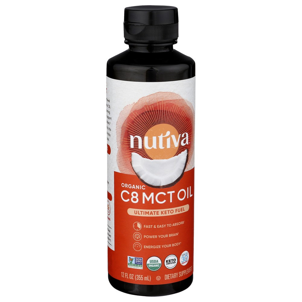 Nutiva Mct208,  Nutiva Organicanic C8 Mct Oil 12 Fluid Ounce,  Case of 1