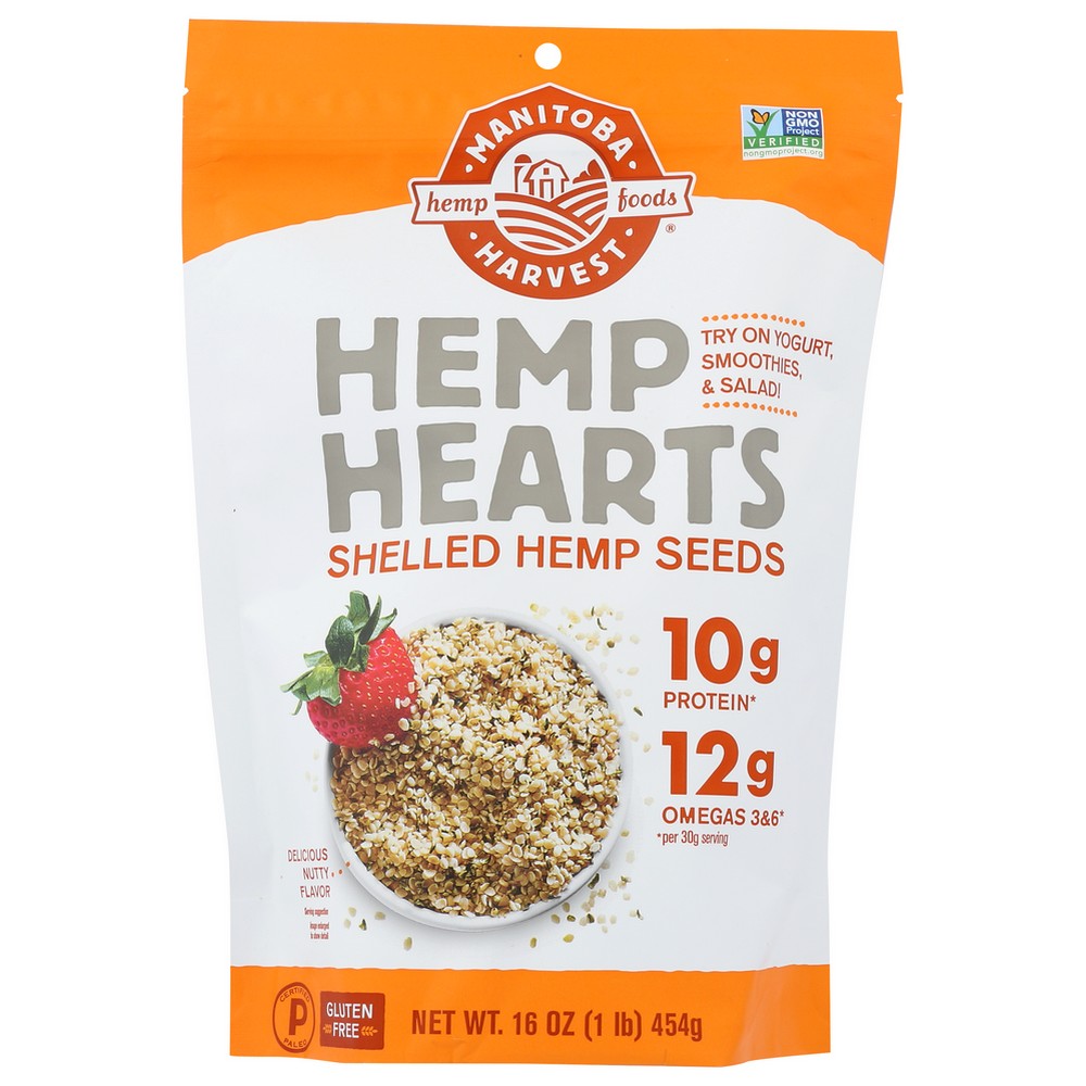 Manitoba Harvest , Manitoba Harvest Raw Shelled Hemp Seeds Hemp Hearts, 1 Lb.,  Case of 6