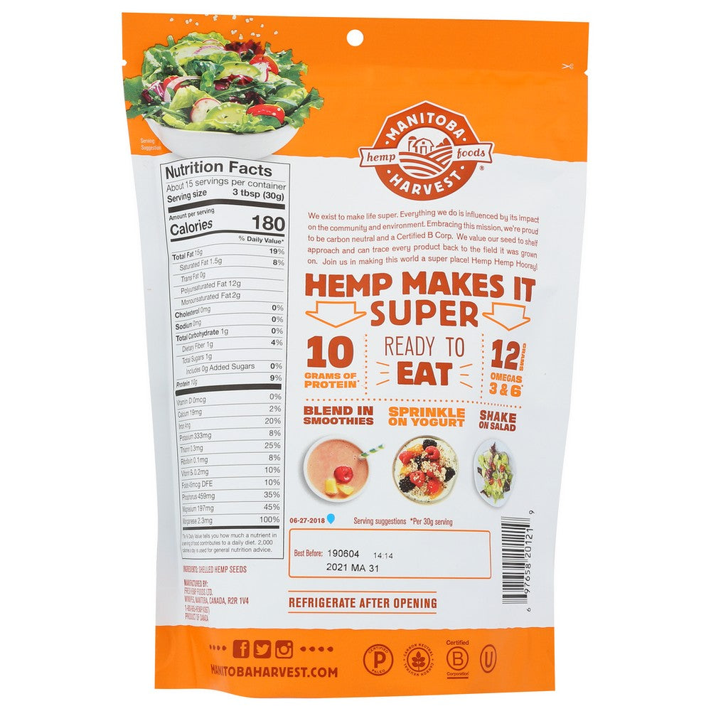 Manitoba Harvest , Manitoba Harvest Raw Shelled Hemp Seeds Hemp Hearts, 1 Lb.,  Case of 6