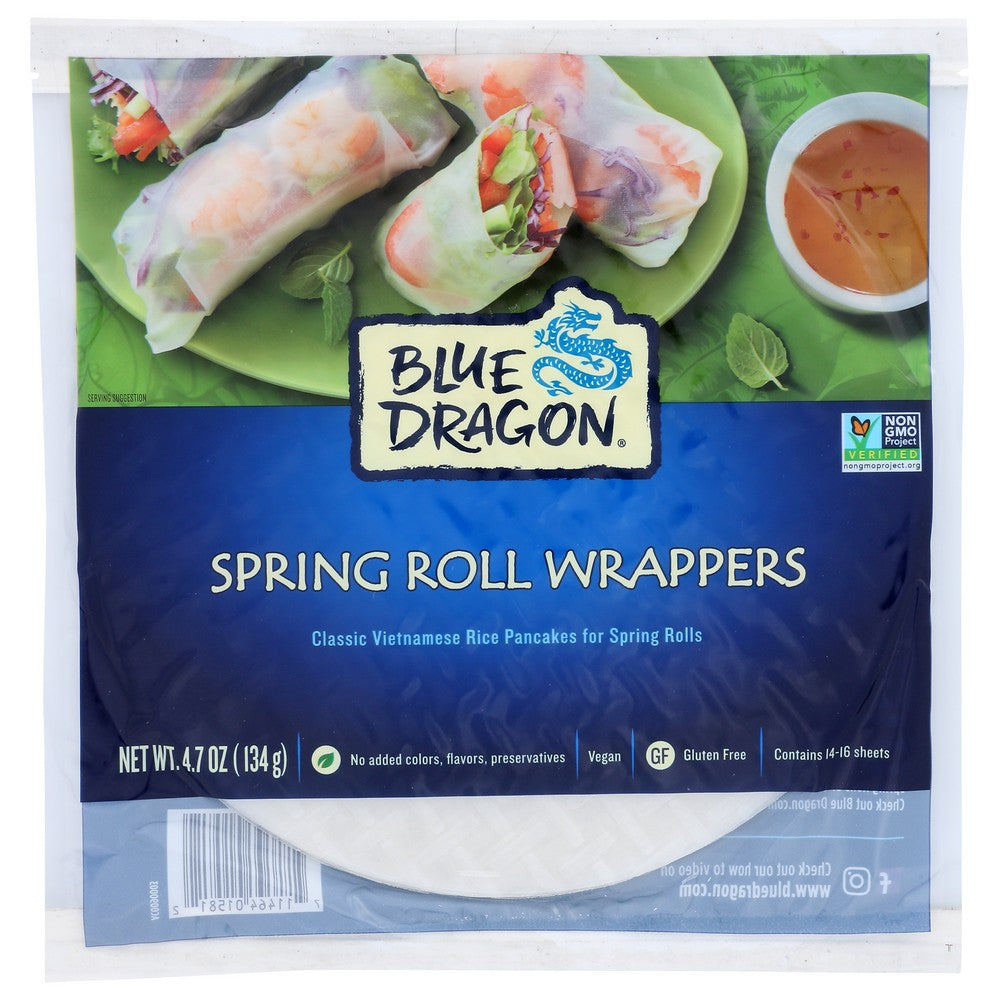 Blue Dragon® 555581, Blue Dragon Spring Roll Wrappers, 4.7 Oz.,  Case of 12