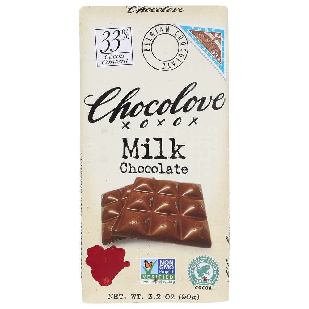 Chocolove® 130,  33% Cocoa Milk Chocolate Bar 3.2 Ounce,  Case of 12