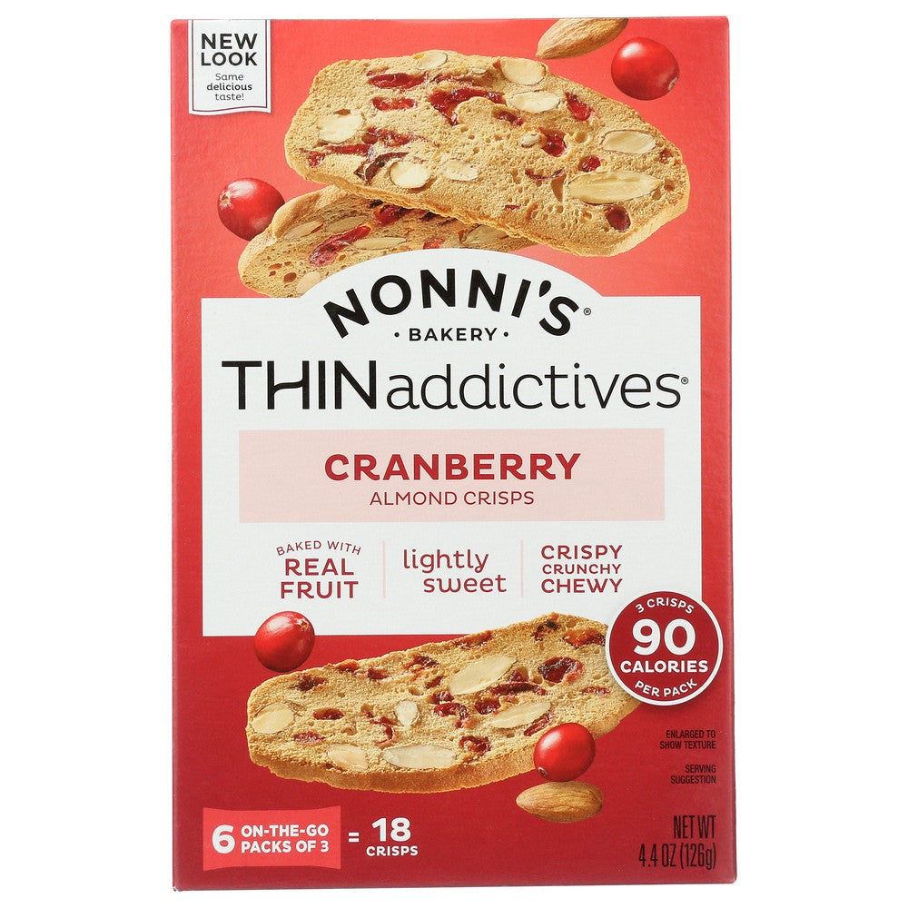 Nonni's 197233, Nonni's Thinaddictives Cranberry Almond Thin Cookies, 4.4 Oz.,  Case of 6