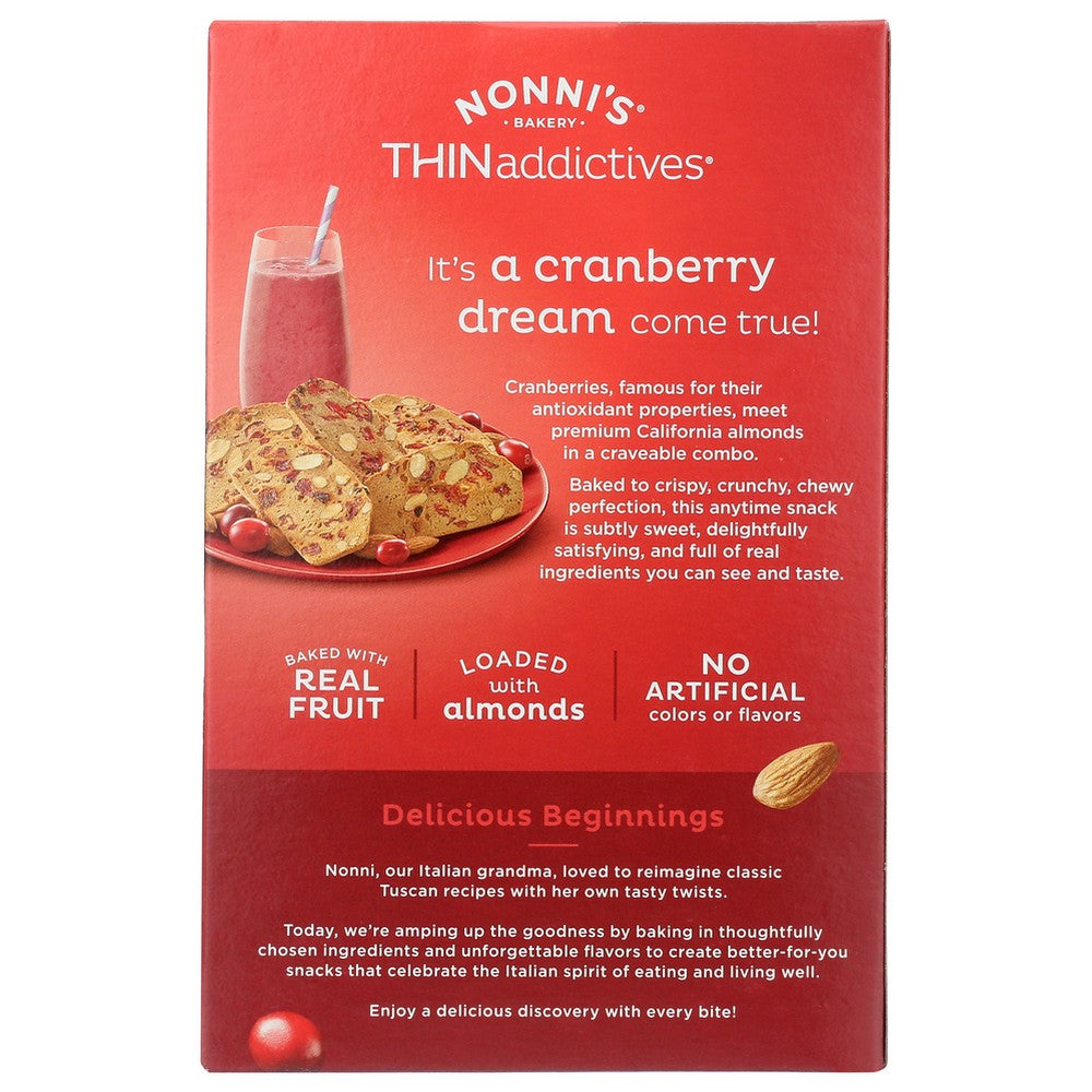 Nonni's 197233, Nonni's Thinaddictives Cranberry Almond Thin Cookies, 4.4 Oz.,  Case of 6