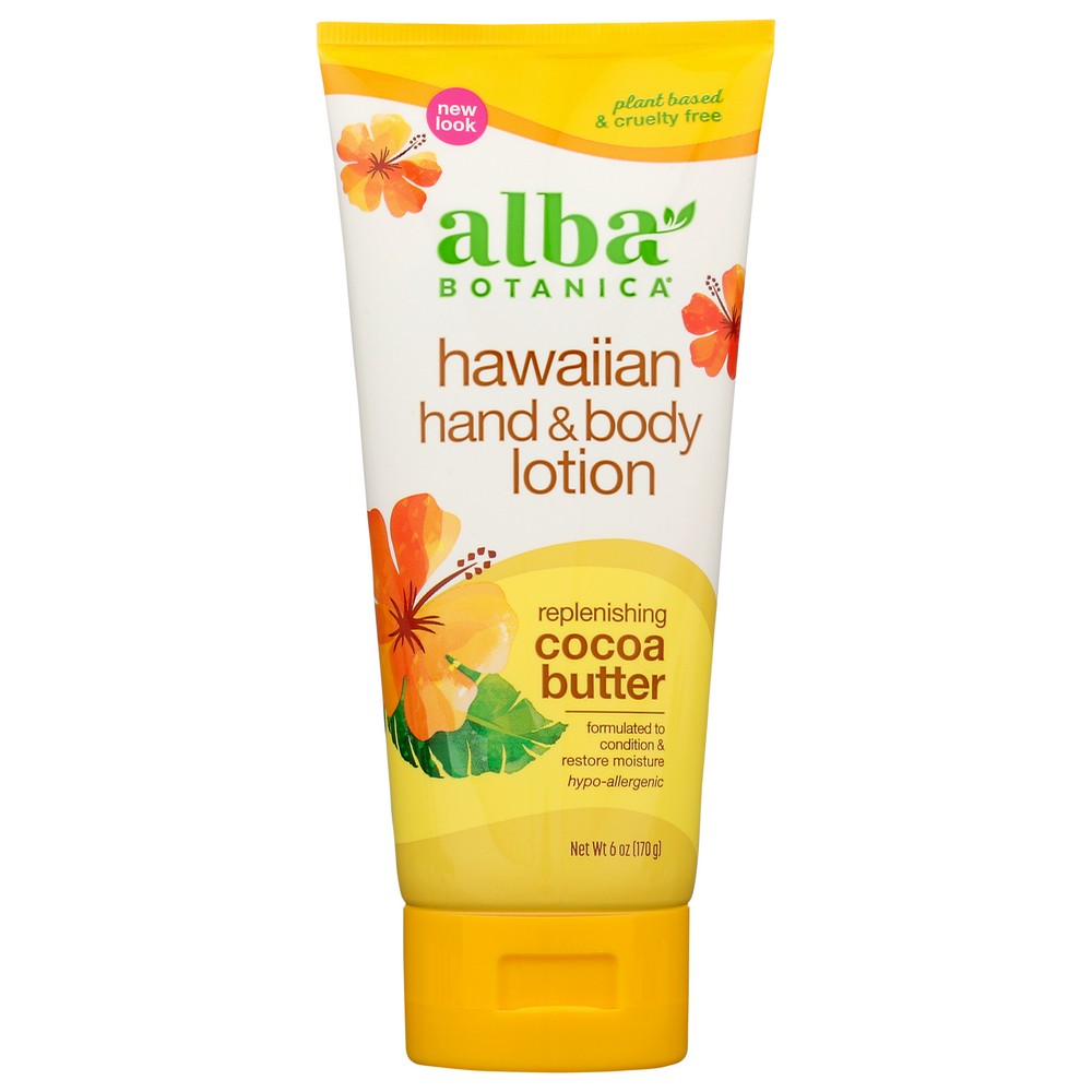 Alba Botanica Al00828, Alba Cocoa Butter H&B Ltn 7Oz Hawaiian Hand & Body Lotion 6 Ounce,  Case of 1