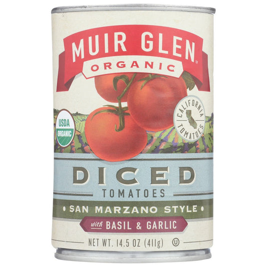 Muir Glen Tomato Diced Bsl Grlc - 15 Ounce,  Case of 12