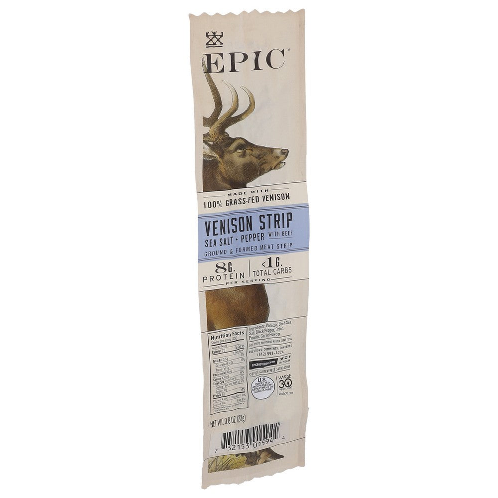 Epic® , Epic Sea Salt + Pepper Strip Venison Steak Jerky, 0.8 Oz. ,  Case of 20