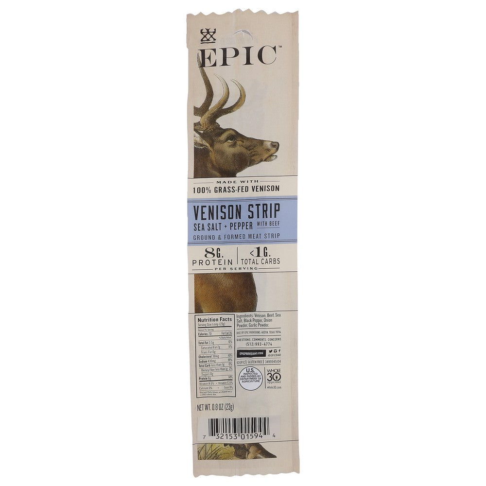 Epic® , Epic Sea Salt + Pepper Strip Venison Steak Jerky, 0.8 Oz. ,  Case of 20