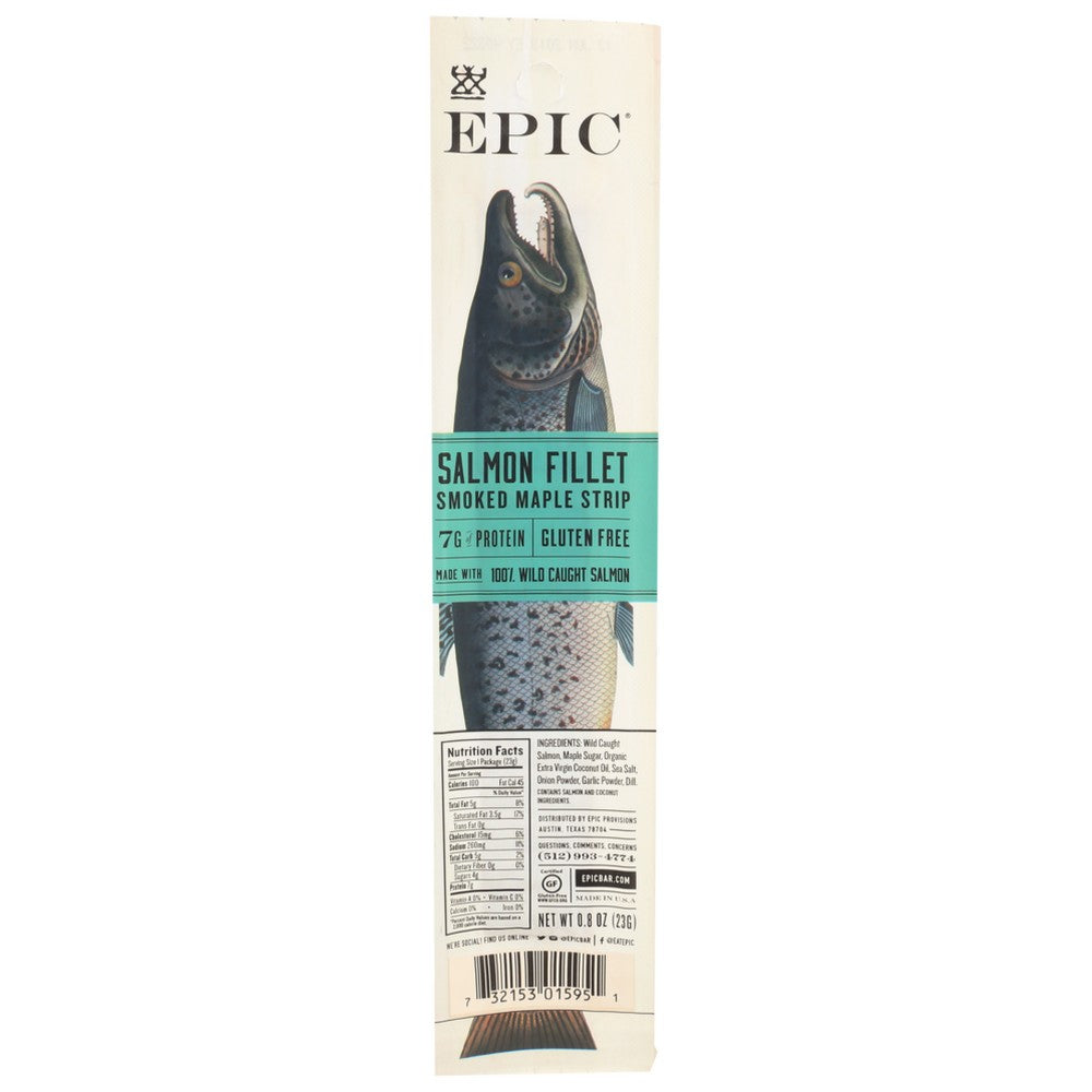 Epic® 2964, Epic Salmon Strip, Smoked Maple Salmon Fillet, 0.8 Oz.,  Case of 20