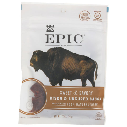 Epic® 301185, Epic Protein Bites, Bison Meat Uncured Bacon, Chia & Raisins, 2.5 Oz.,  Case of 8