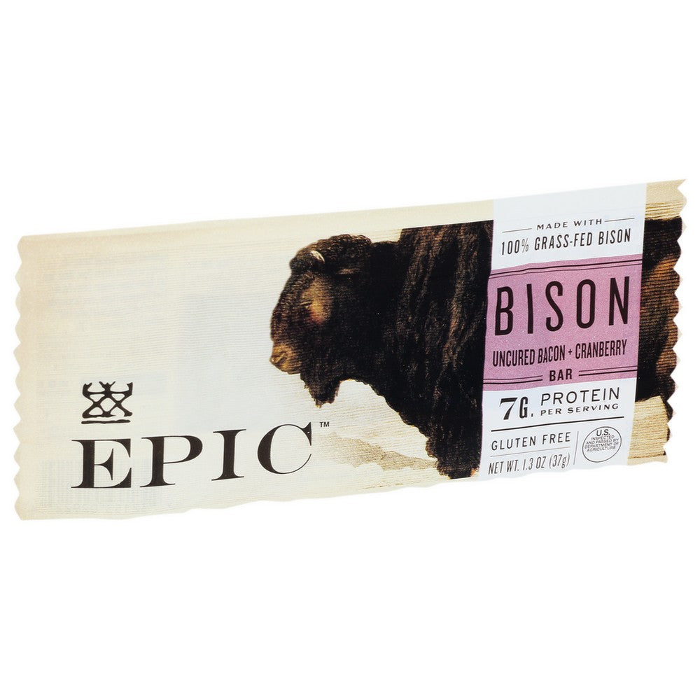 Epic® ,  Epic Bar Grassfed Ucrd Bison Bacon Cranberry 1.3 Ounce,  Case of 12