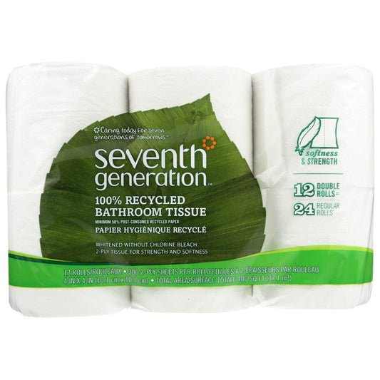 Seventh Generation , Seventh Generation Bath Tissue, 2-Ply Sheet, 12 Rolls,  Case of 4