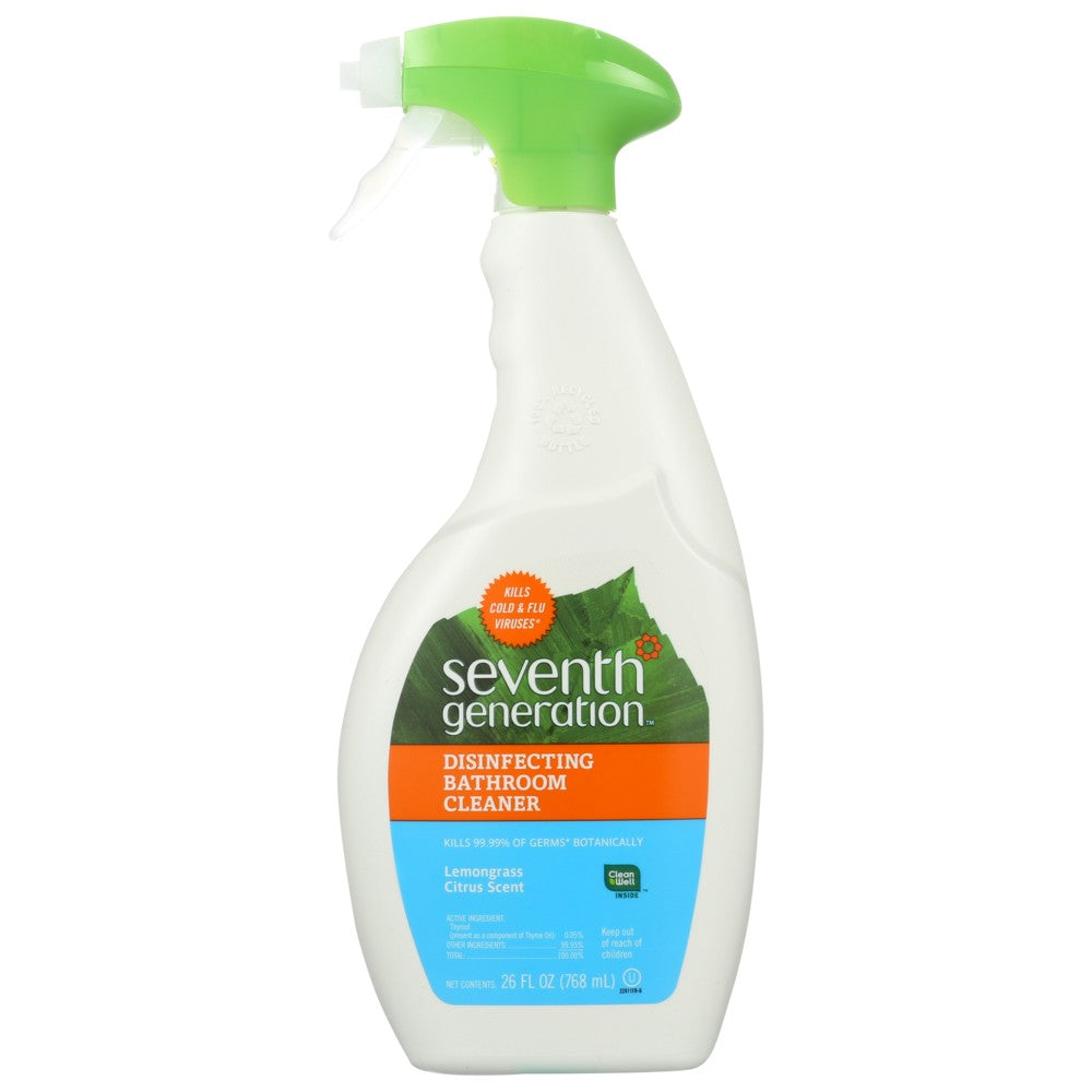 Seventh Generation 10028, Seventh Generation Disinfecting Bathroom Cleaner, Lemongrass Thyme, 26 Fl. Oz.,  Case of 8