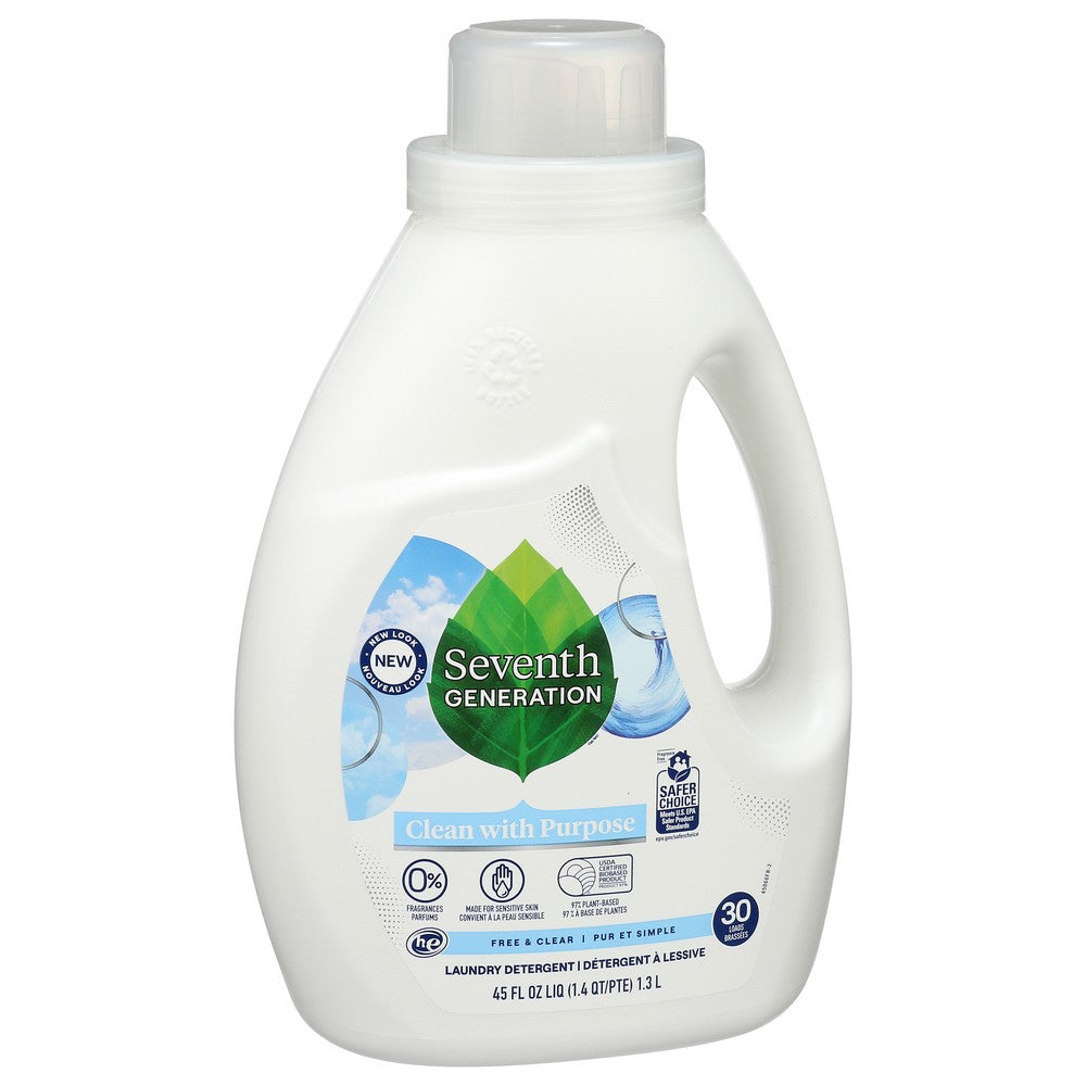 Seventh Generation® 68623810,  45 Oz Liquid Laundry -  Free + Clear 45 Fluid Ounce,  Case of 6