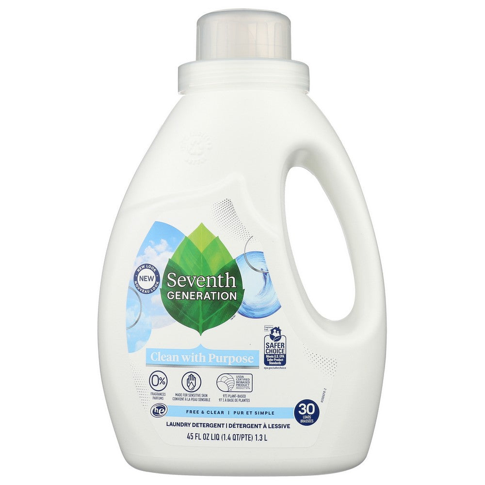 Seventh Generation® 68623810,  45 Oz Liquid Laundry -  Free + Clear 45 Fluid Ounce,  Case of 6