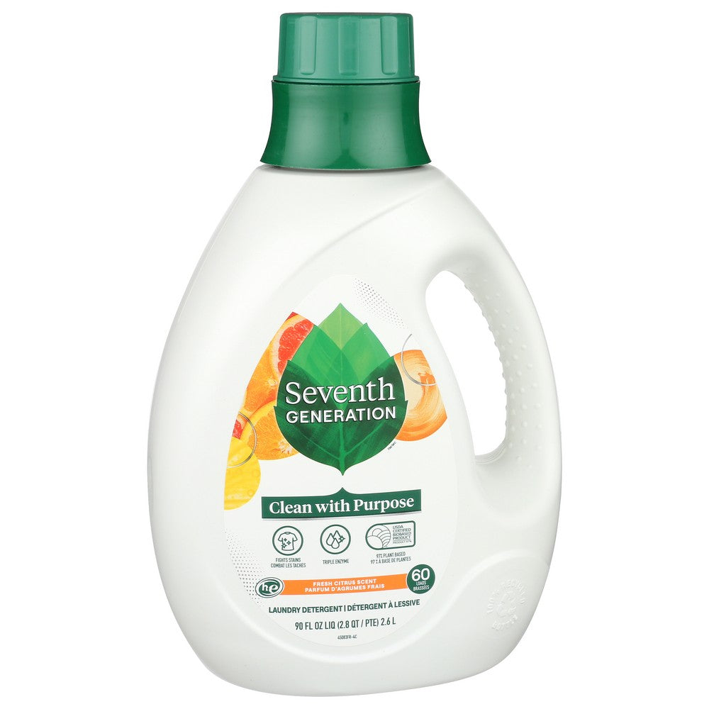 Seventh Generation® 68637758,  90 Oz Liquid Laundry - Fresh Citrus 90 Fluid Ounce,  Case of 4